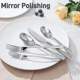 Kingstone hammered dinner spoon showing solid construction and mirror polish