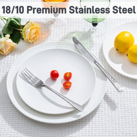 KINGSTONE hammered silverware set teaspoon with ripple-handle for dessert or tea.