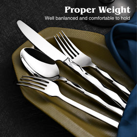 Kingstone mirror-polished finish reflects light for a dazzling table setting
