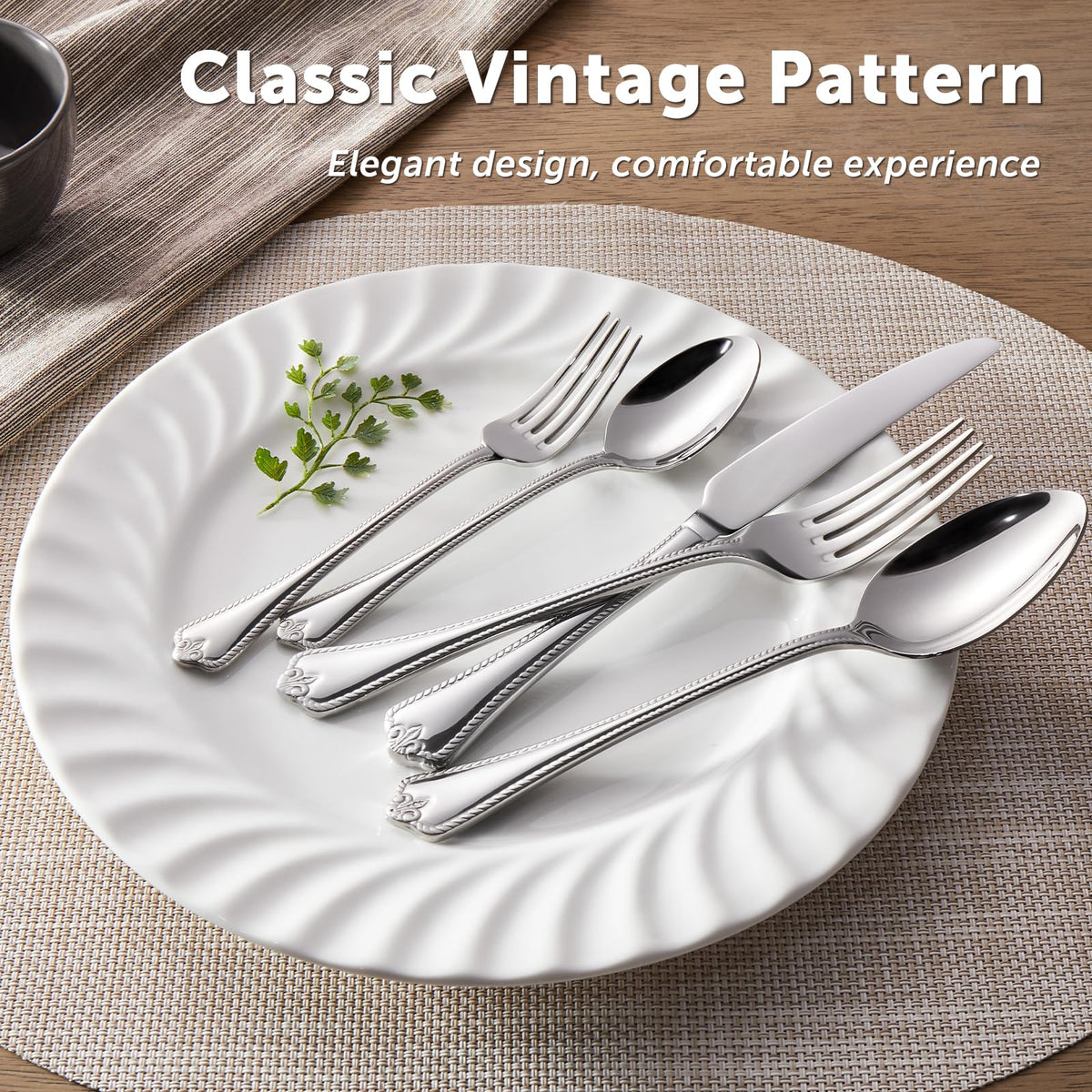 Kingstone 40-piece dinner spoon image: generous bowl for soups and desserts