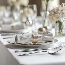 KINGSTONE mirror-polished finish easy to clean and pairs with existing tableware.