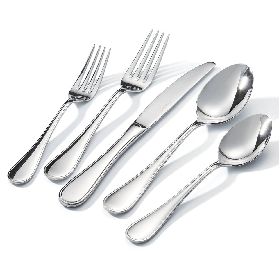 KINGSTONE teardrop dinner fork on table, showcasing durable, refined grip for everyday meals.