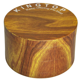 KINGTOP grinder with wood grain brown finish, front view for stylish spice grinding.