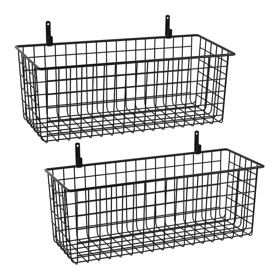 Kinlink 2-sets extra-large hanging wall basket front view for easy access and visibility.