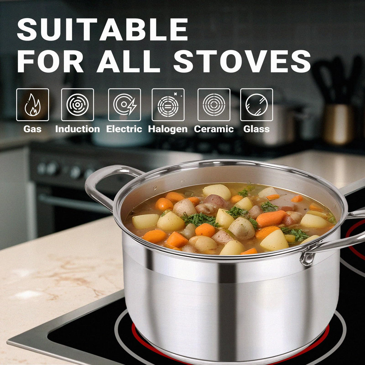 Kirecoo stockpot nonstick interior eases release and cleaning.