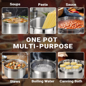 Kirecoo wide compatibility stock pot works on gas, electric, ceramic, and halogen stoves