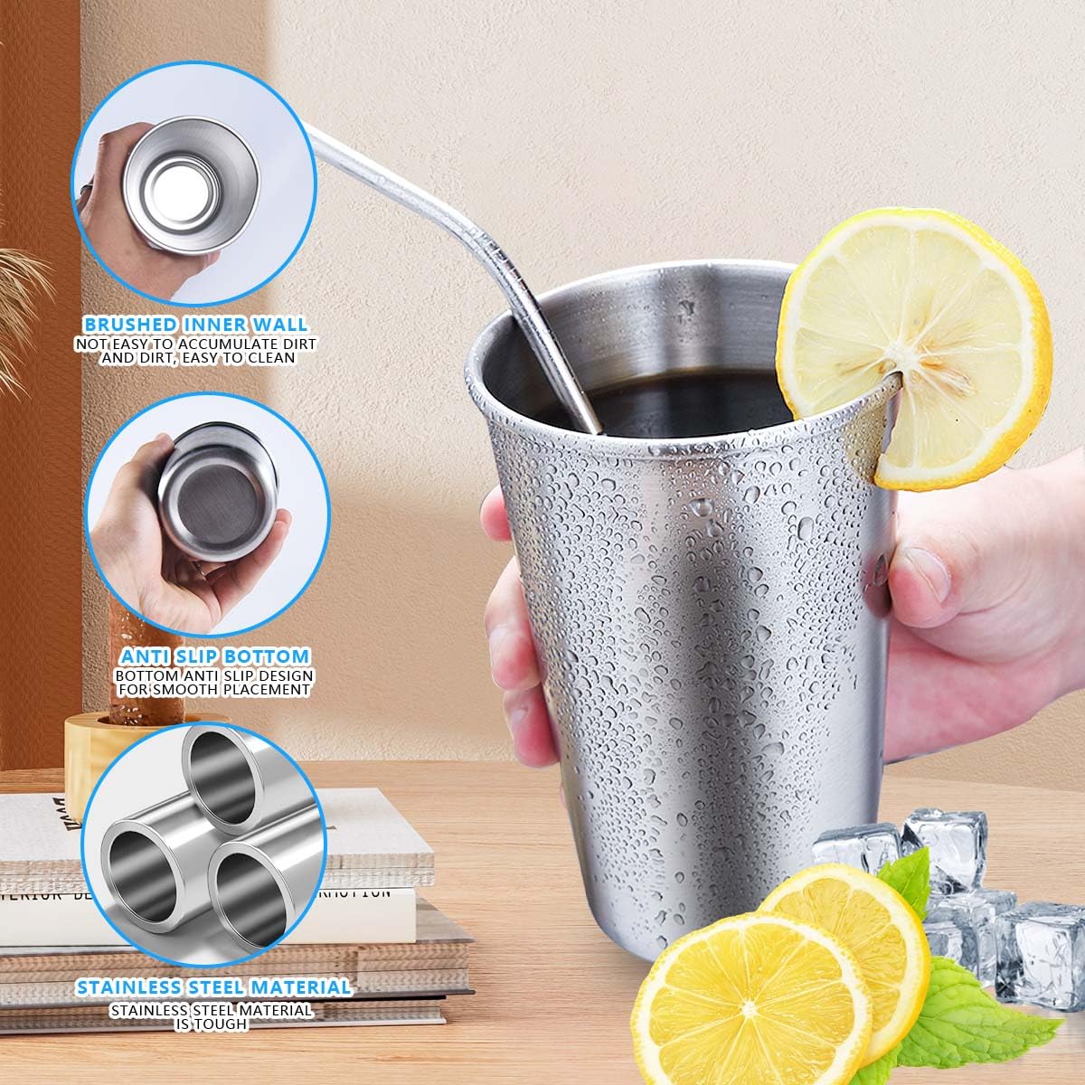 KISEER 500ml pint cups ideal for coffee, tea, and cold beverages.