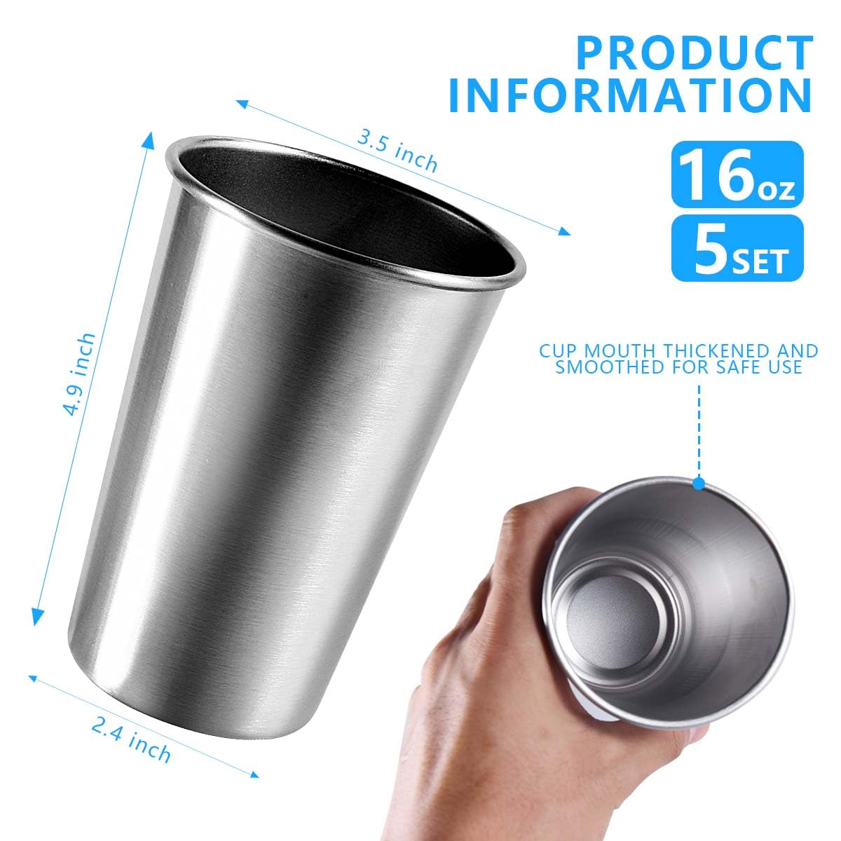 Stackable KISEER stainless steel pint cups saving space in kitchens and bars