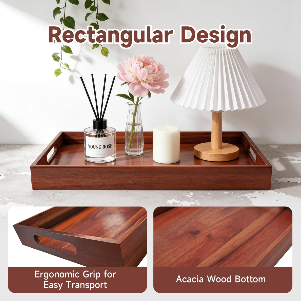 KISENG breakfast-in-bed setup with acacia tray.