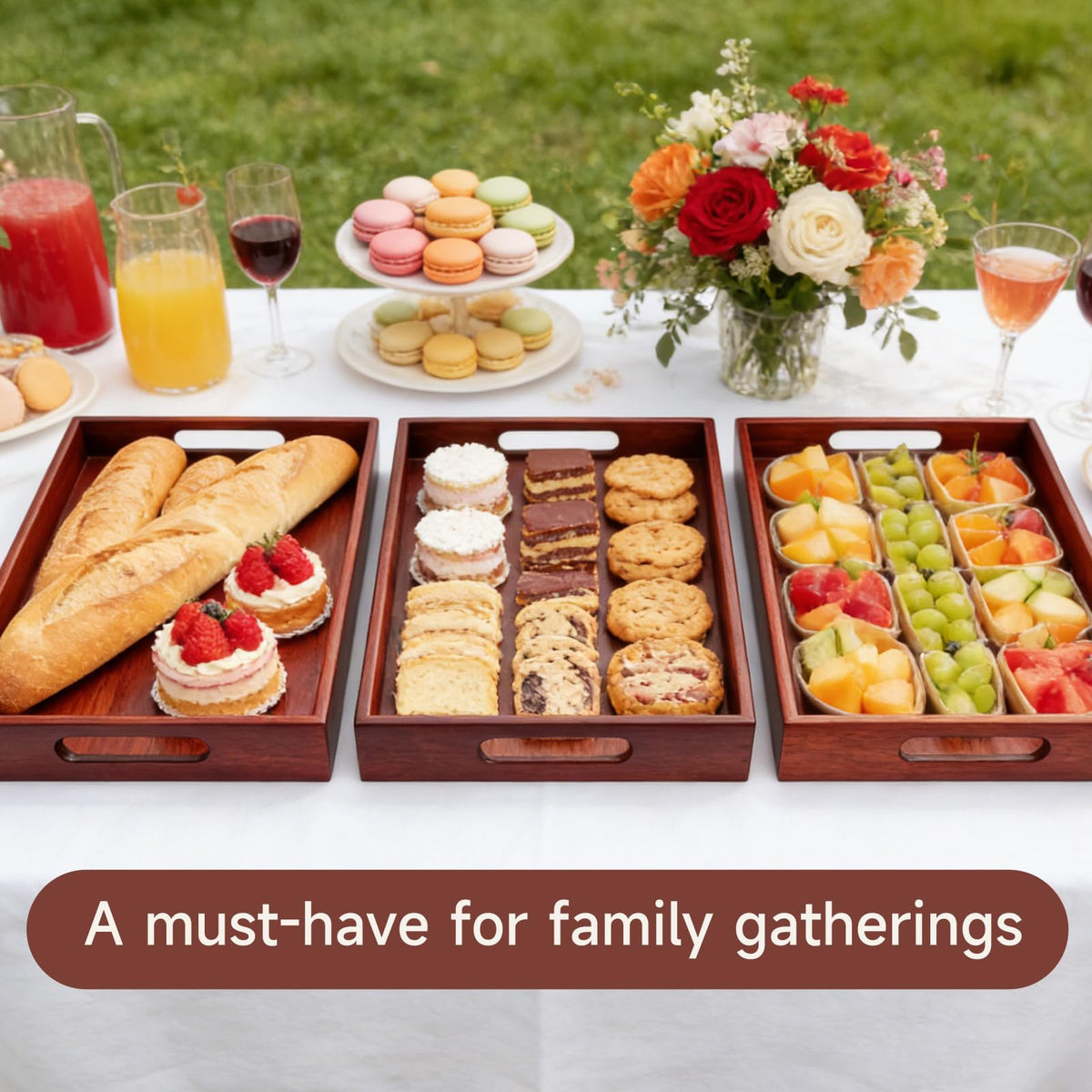 KISENG tray styled on ottoman for decor and use.