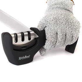 Kitchellence 4-in-1 knife sharpener with diamond rod repairs dull blades.