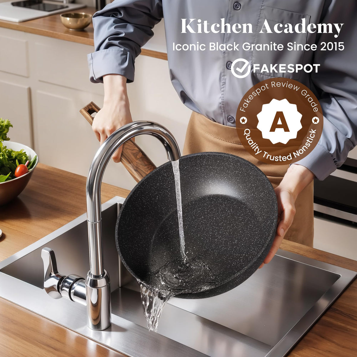 Kitchen Academy aluminum-core base delivers quick, even heat across induction and other stoves