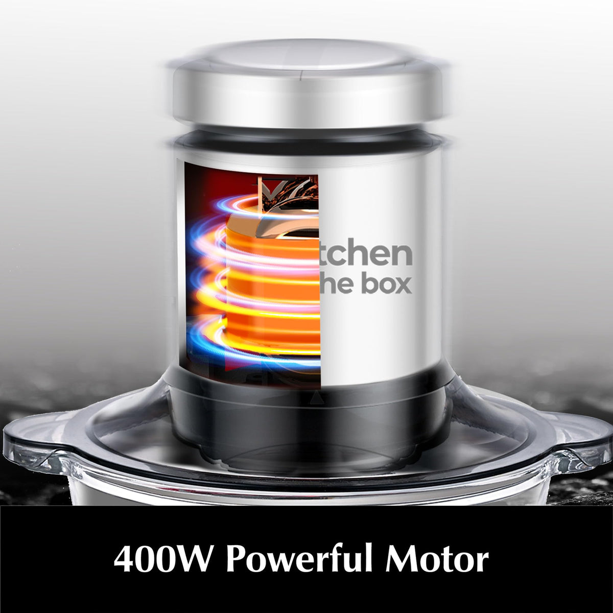 Kitchen in the box mini food processor 3-cup glass bowl provides BPA-free, easy-to-clean prep.