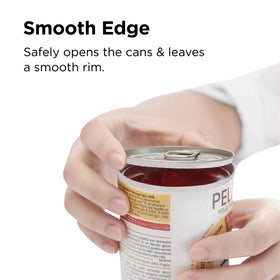 Kitchen Mama Auto 2.0 smooth-edge cut keeps lids safe and mess-free.