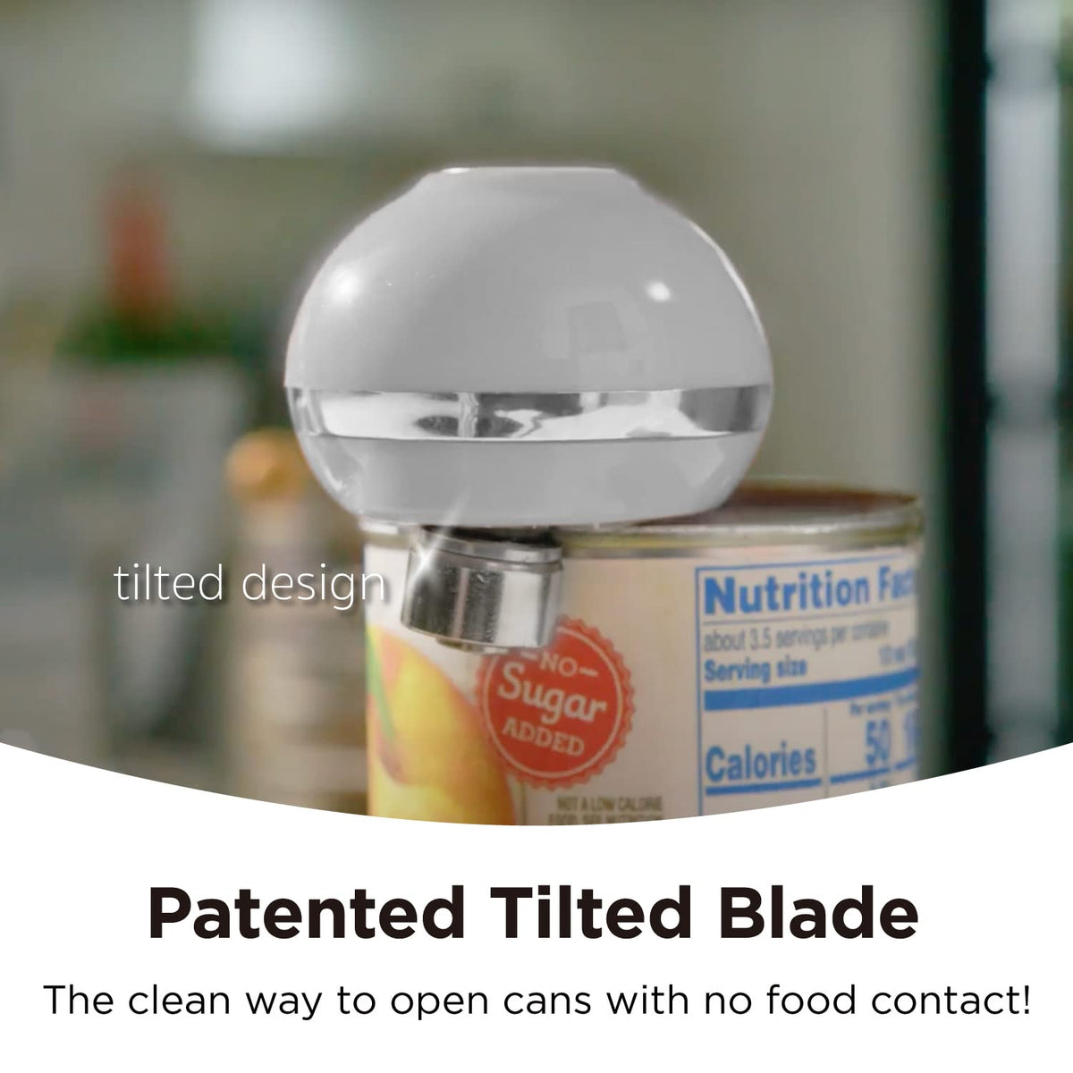Kitchen Mama Mini Electric Can Opener operates cordless with batteries
