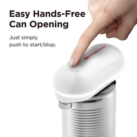 Kitchen Mama Mini Electric Can Opener demonstrates one press activation