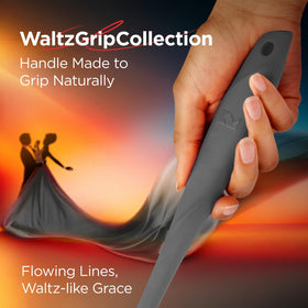 Ergonomic soft handle of Kitchen Mama WaltzGrip for comfortable control