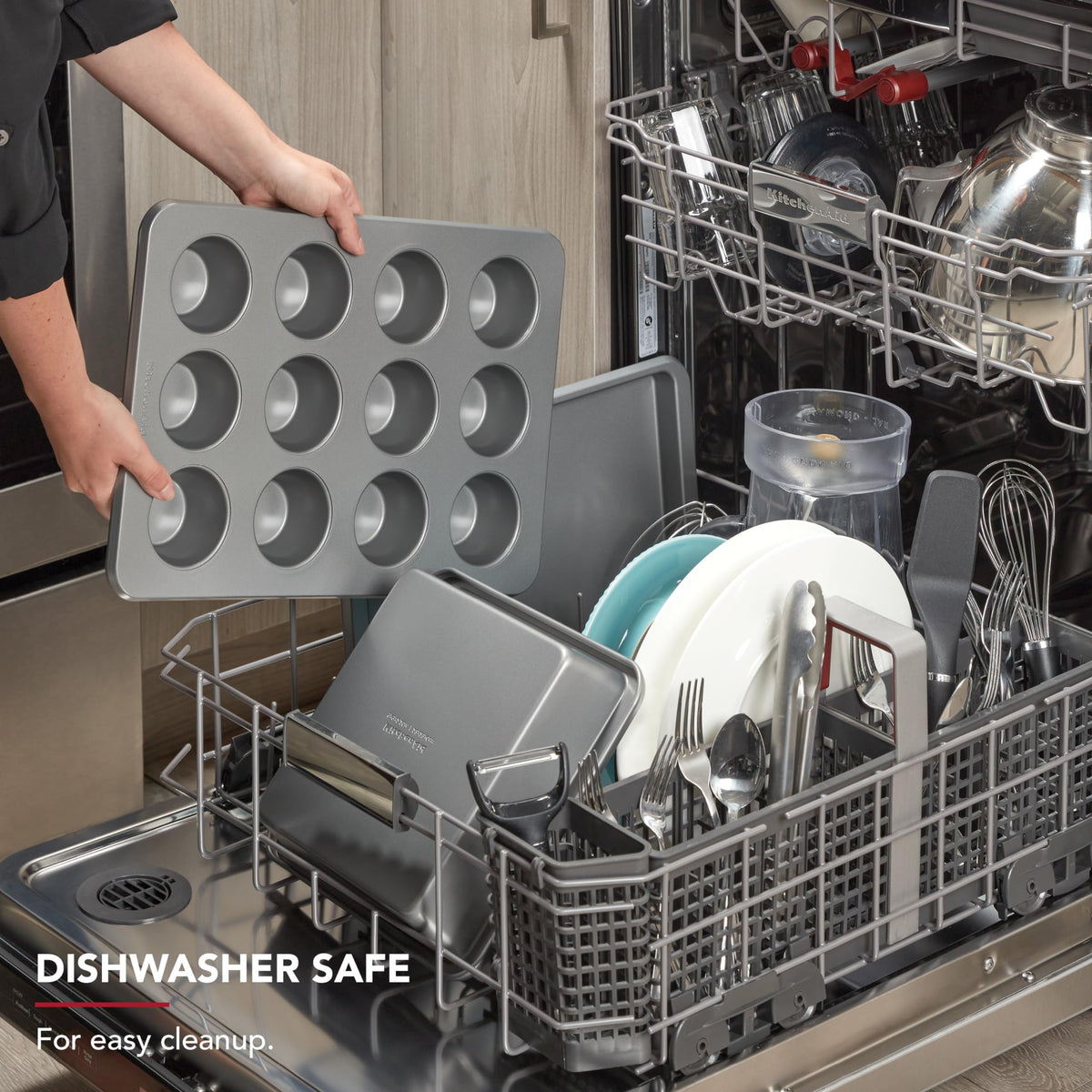 KitchenAid contour silver finish enhances durability and handling