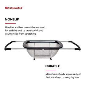 KitchenAid colander fully expanded to 22 inches for large batches