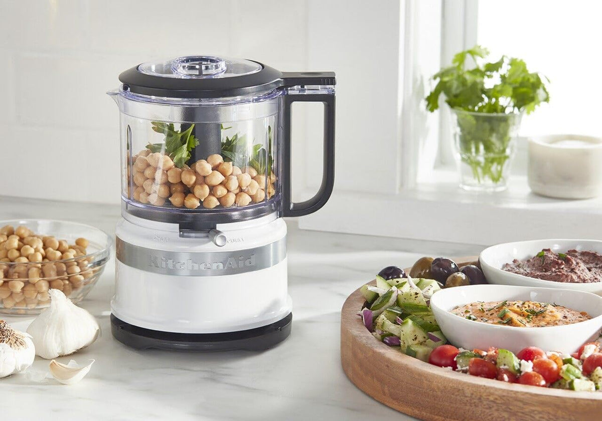 KitchenAid KFC3516WH compact design with cord wrap saves counter space