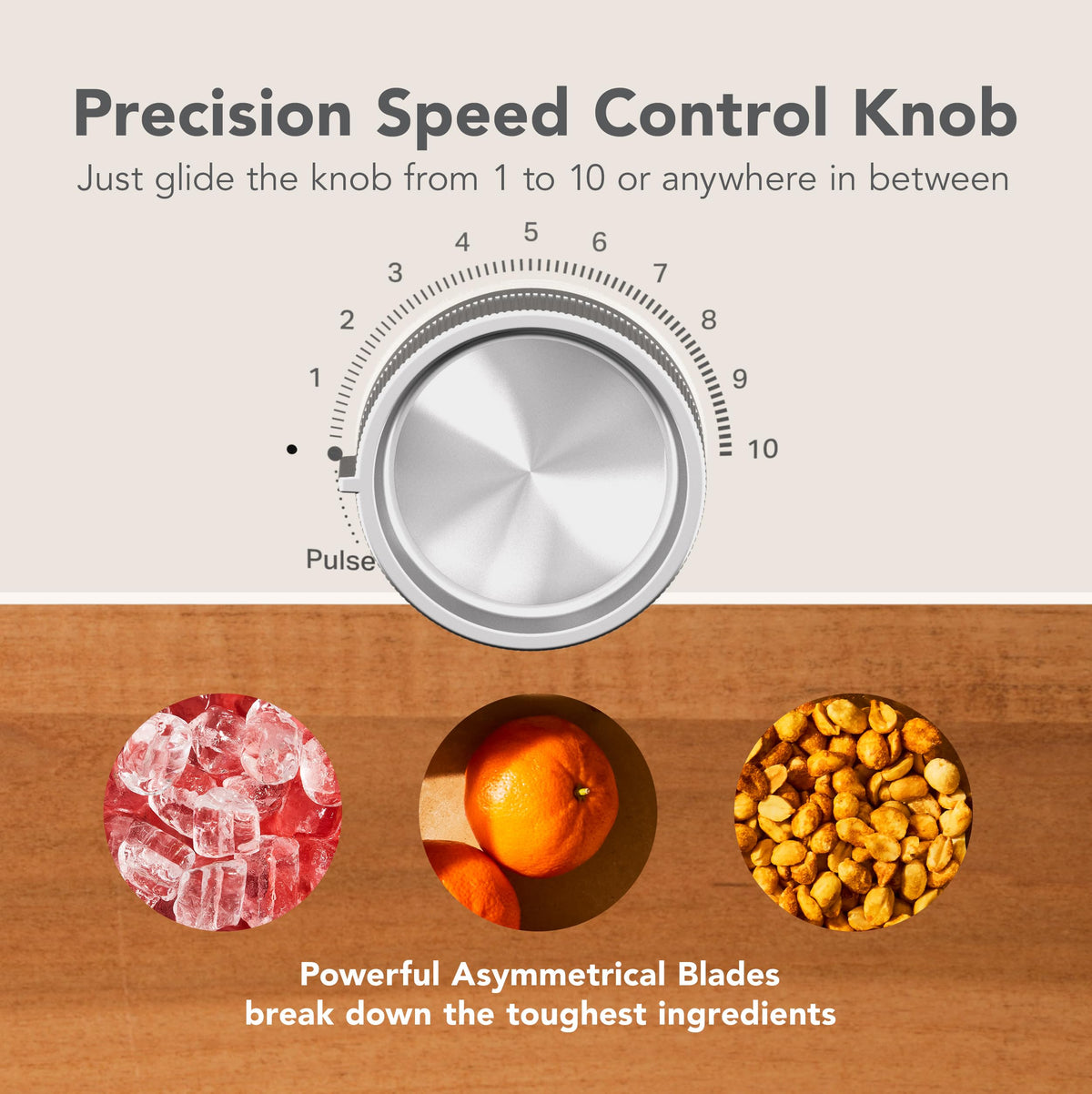 Asymmetric blades on KitchenAid Pure Power Blender blending ingredients