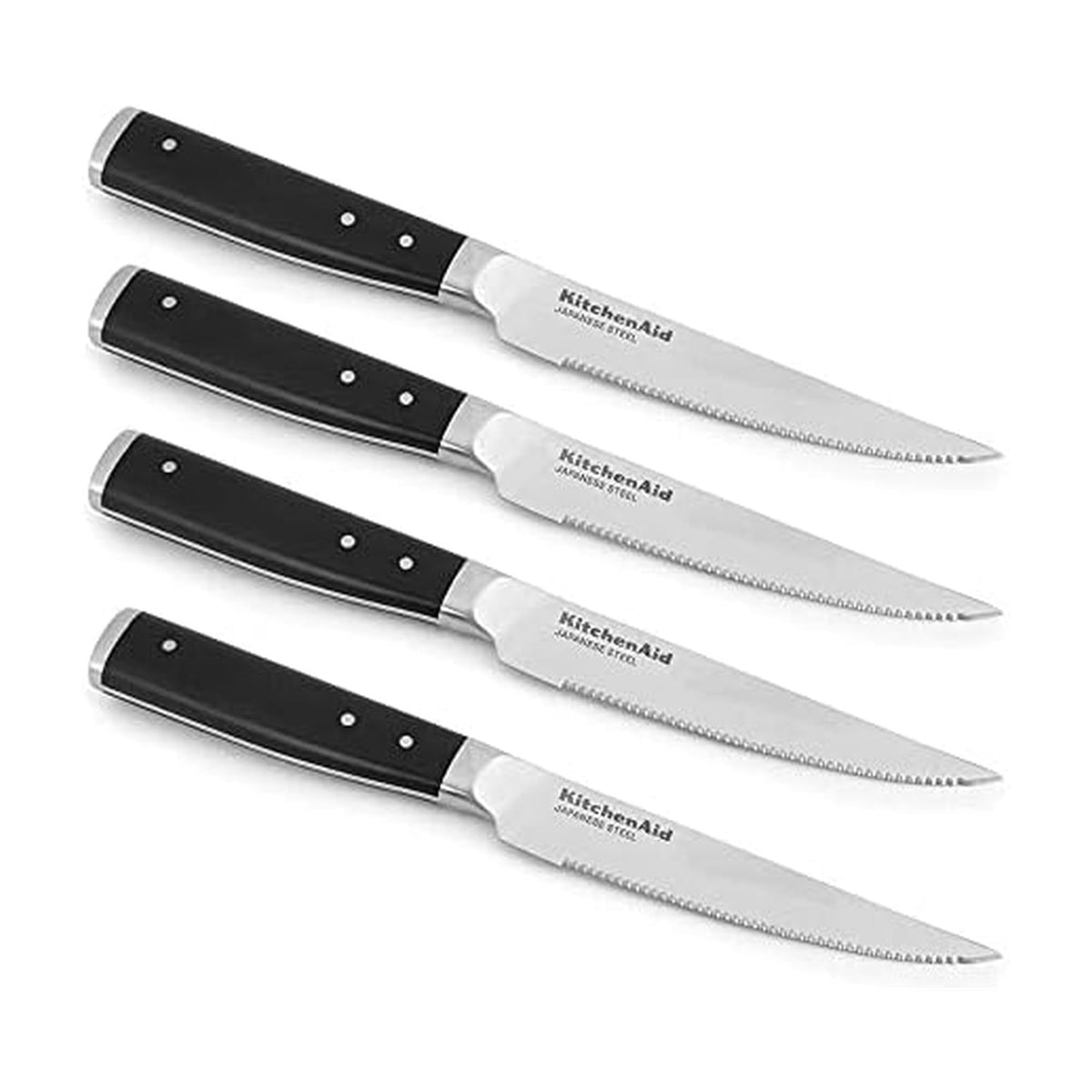 KitchenAid steak knife with serrated blade for easy, clean cuts.