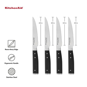 KitchenAid steak knife with stainless endcap for durable design.