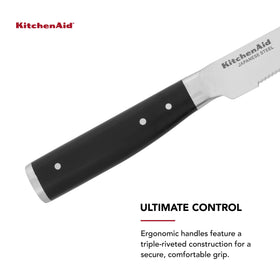 KitchenAid steak knife showing triple rivets for secure grip.
