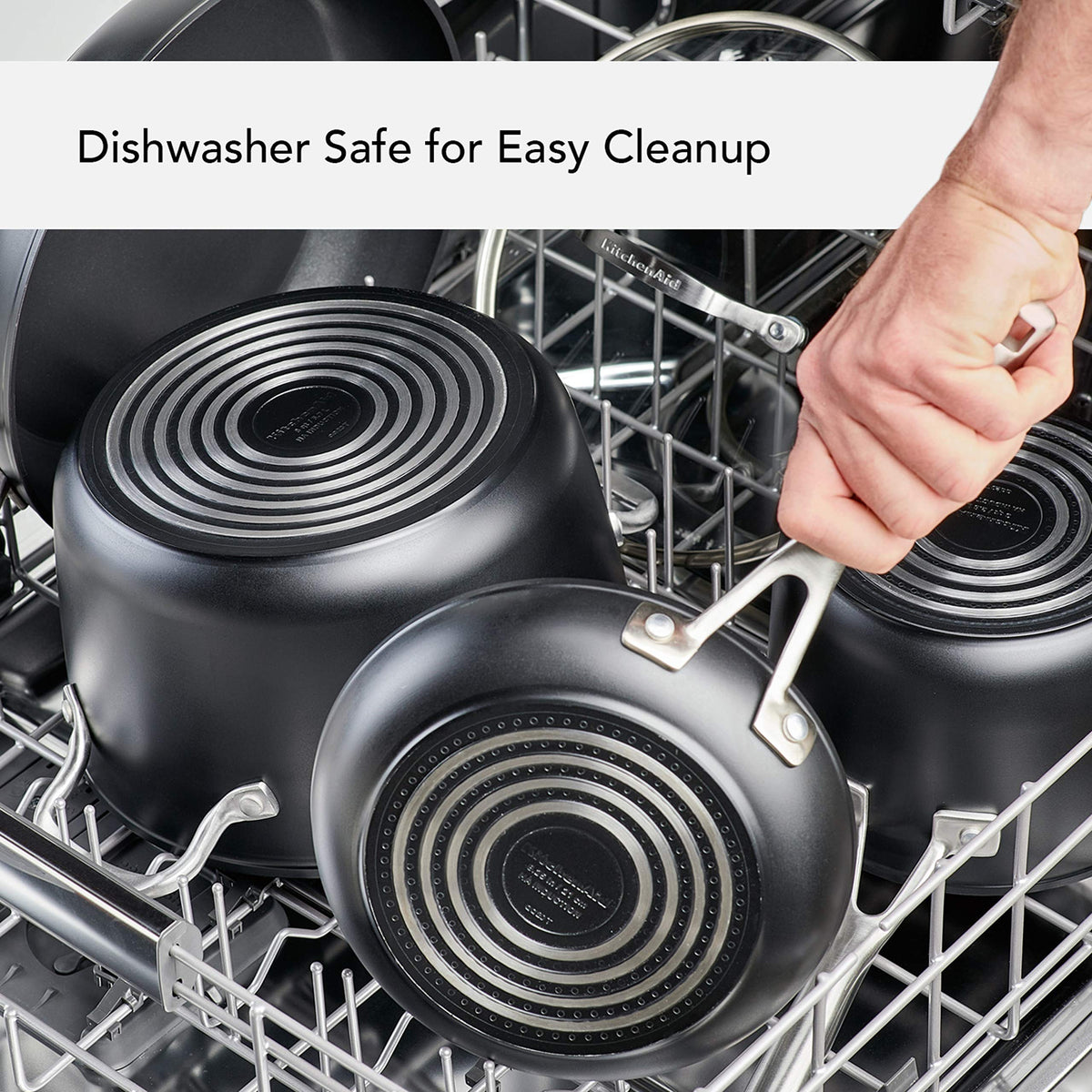 KitchenAid stockpot is dishwasher safe for quick, simple cleanup.