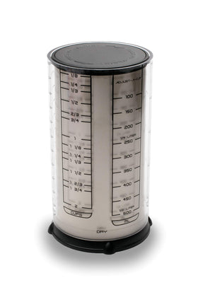 KitchenArt Adjust-A-Cup handles liquids, dry goods, and semi-solid ingredients.
