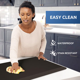 KitchenClouds kitchen mat non-slip bottom stays securely in place on the floor.