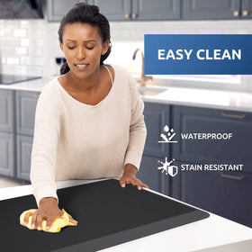 KitchenClouds water-resistant surface cleans easily after kitchen spills.