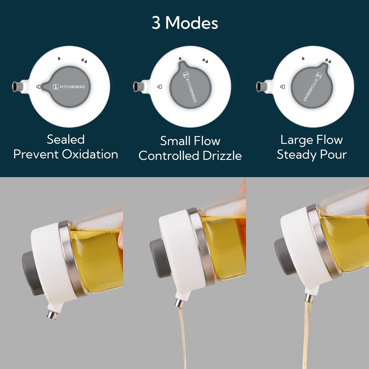 KITCHENDAO drip-free spout enabling mess-free dressing and oil pouring
