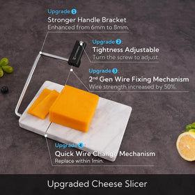KITCHENDAO marble cheese slicer close-up highlighting natural marble for easy cleaning