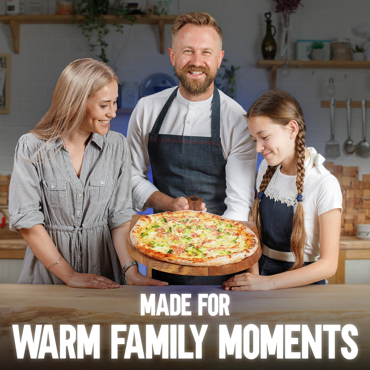 KitchenStar acacia wood pizza peel gift-ready for stylish kitchens.