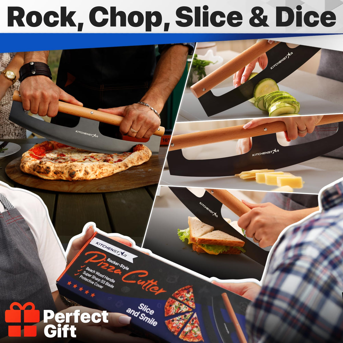 KitchenStar gift-ready pizza cutter for pizza lovers