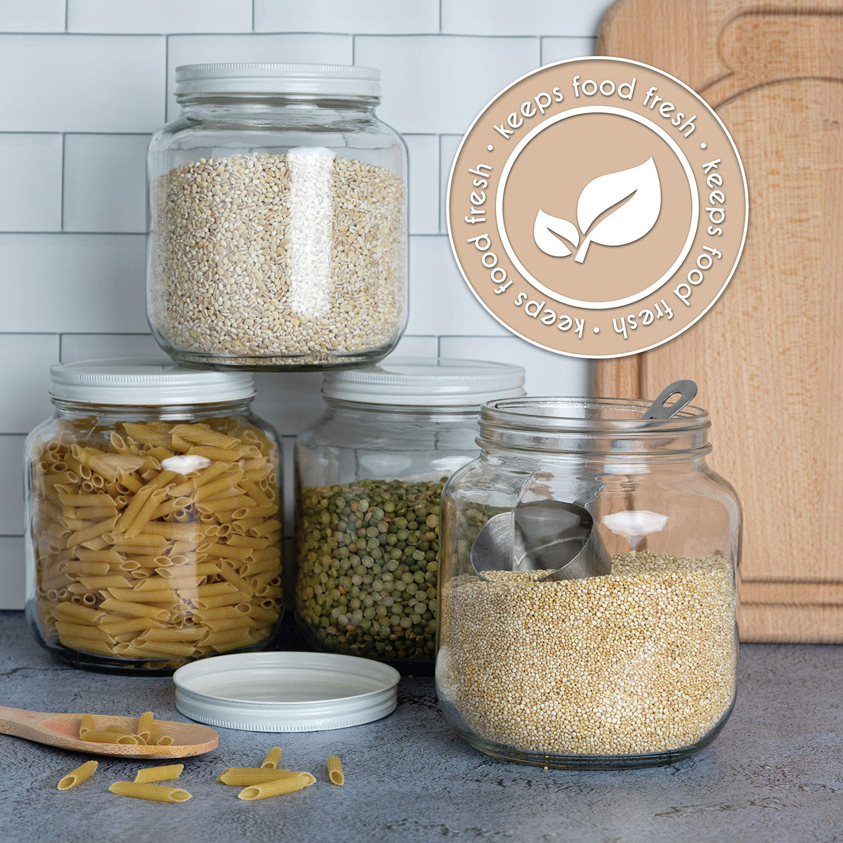 Kitchentoolz reusable glass jar for pantry storage and visibility