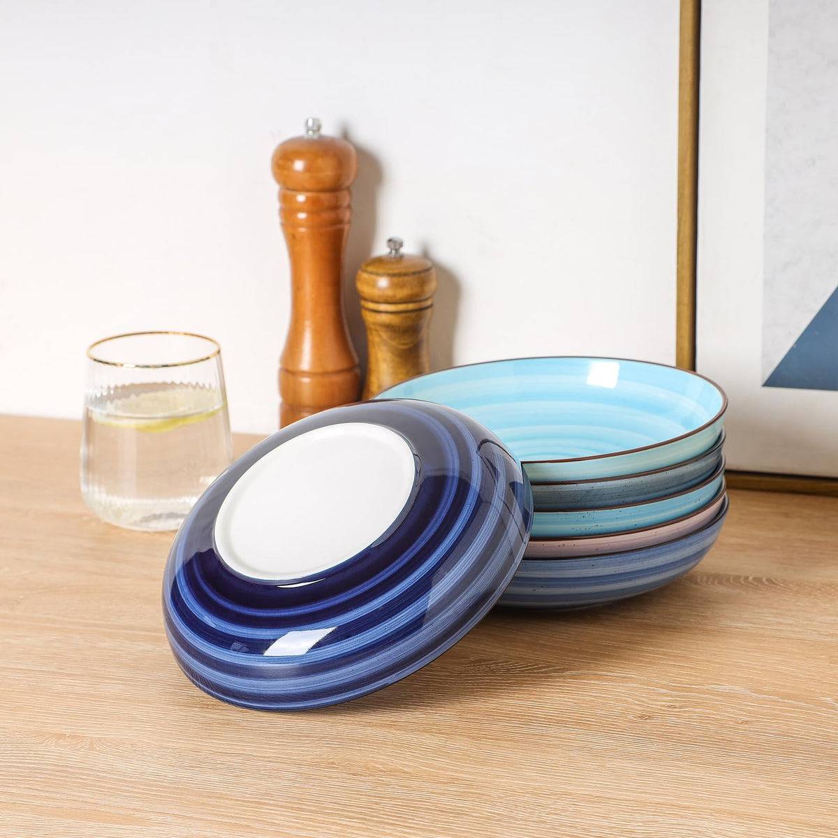 KitchenTour assorted color bowls brightening the dining table