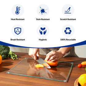 Kitchenville glass cutting board heat-resistant surface safe for hot pots and pans