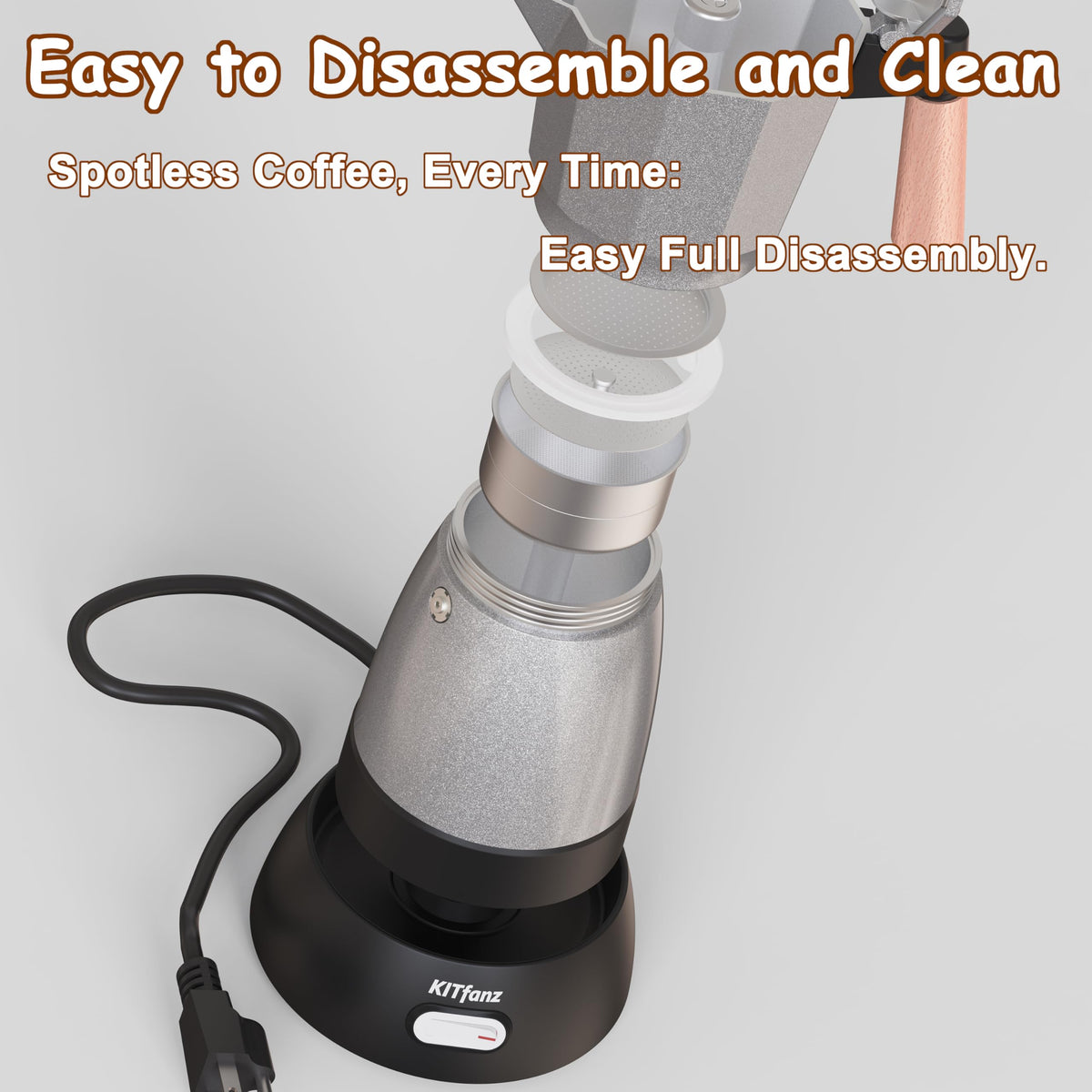 KITfanz easy one-button operation grey speeds up making café-style coffee