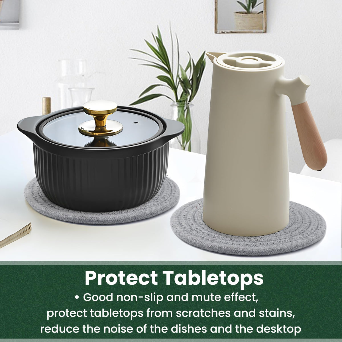 KITLAB six-piece trivet set arranged for countertop protection.