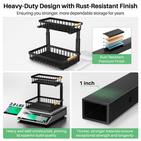 Kitstorack adjustable height settings fit tall bottles and containers.