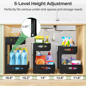 Kitstorack adjustable-height under-sink rack fits various cabinet sizes