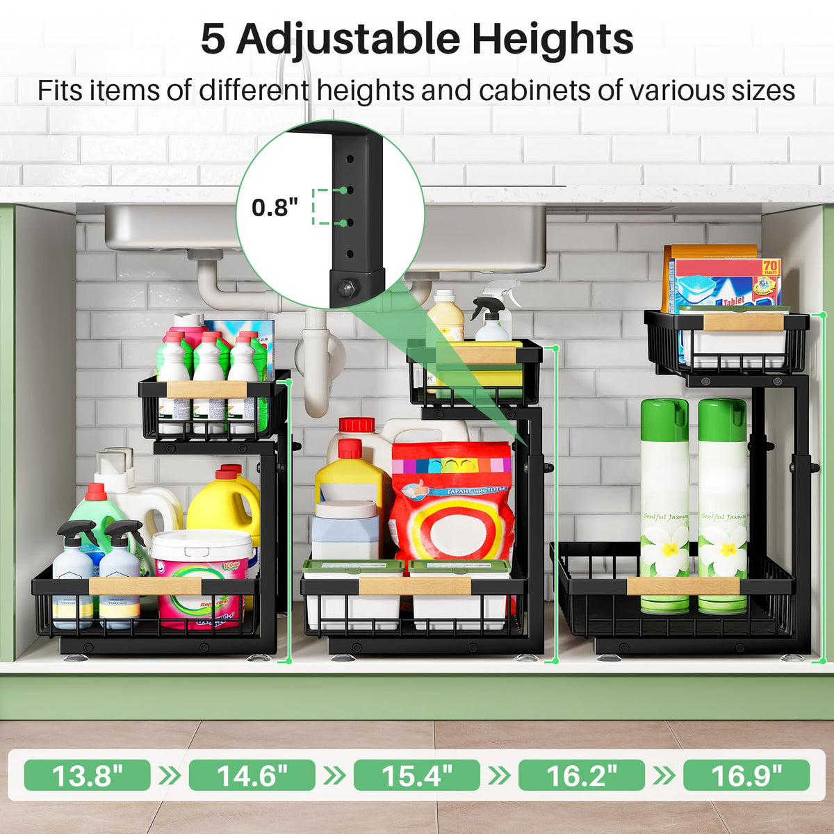 Kitstorack compact dimensions fit narrow cabinets while maximizing space.