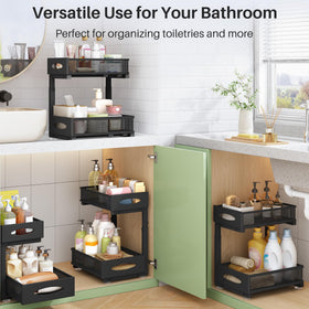 Kitstorack compact two-tier organizer ideal for kitchen bathroom and pantry