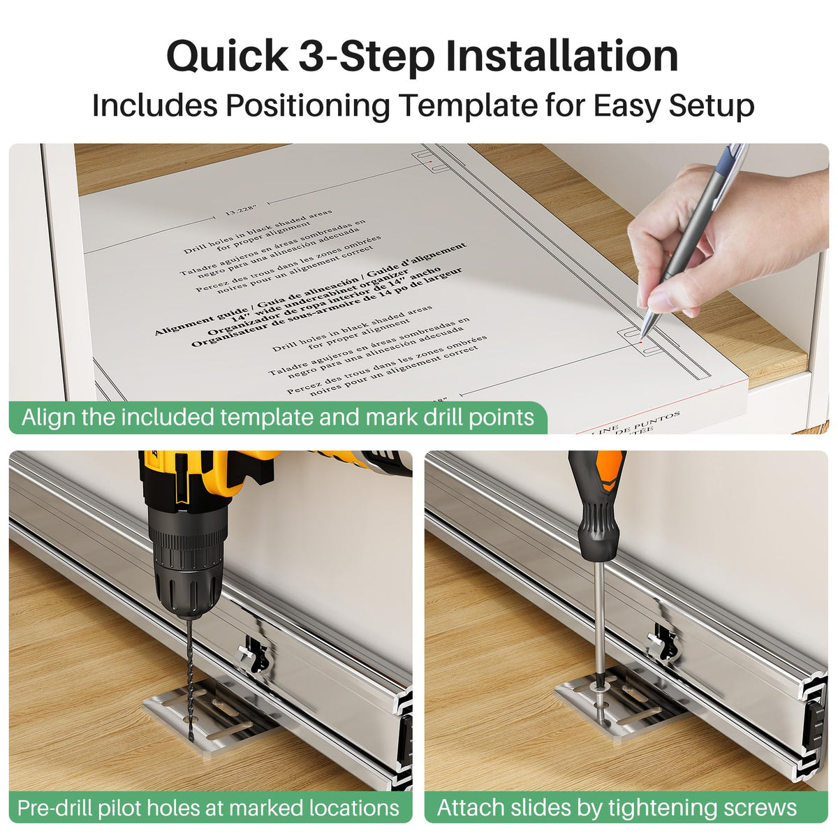 Kitstorack under-cabinet shelf system helps declutter and simplify organization.
