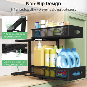 Kitstorack heavy-duty cabinet organizer supports up to 100 lbs