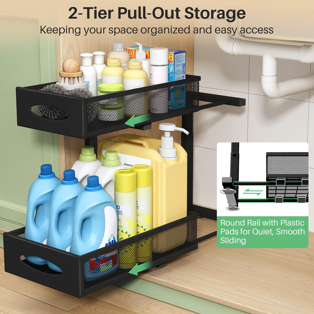 Kitstorack heavy-duty carbon steel frame resists rust and supports heavy loads