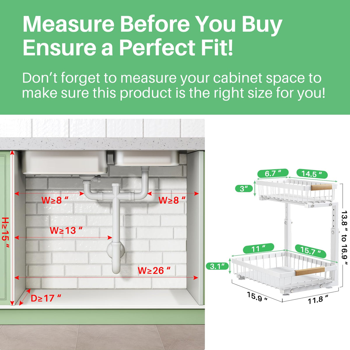 Kitstorack heavy-duty steel under-sink shelf with reinforced frame.