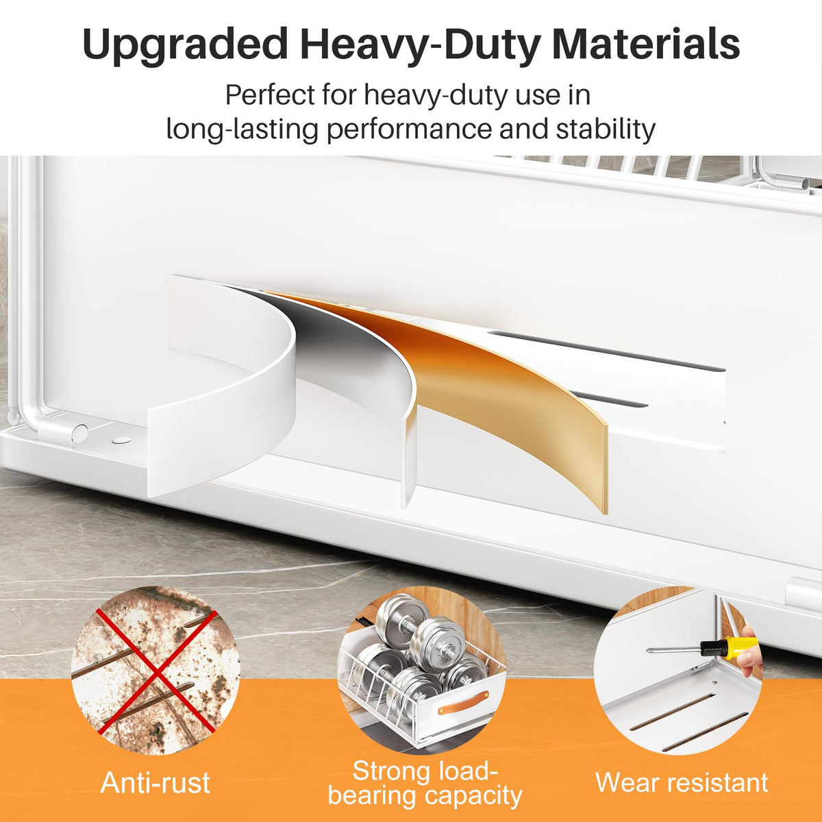 Kitstorack high-edge design preventing spills and stabilizing items.